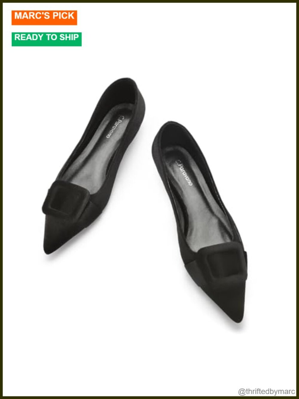 Velvet Pointed Toe Flats Memory Foam Buckle Dressy Casual